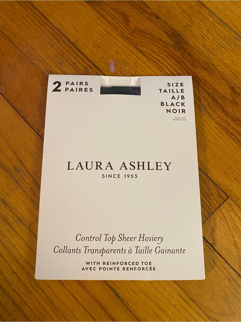 Laura Ashley Black Hosiery Package - 2 Pairs Reinforced Toe/Control Top A/B size